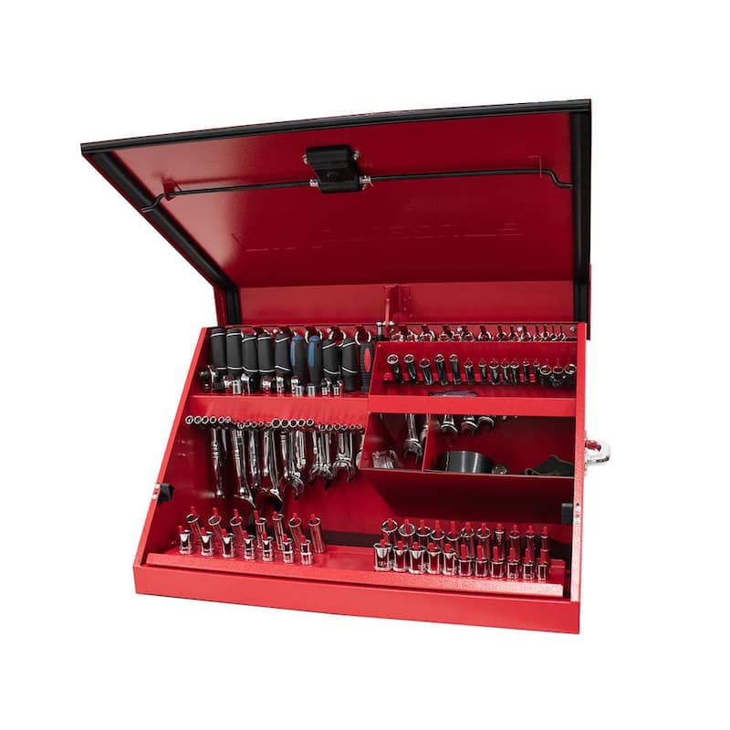 31 in. W x 16 in. D Portable Red Triangle Top Tool Chest for Sockets, Wrenches and Screwdrivers