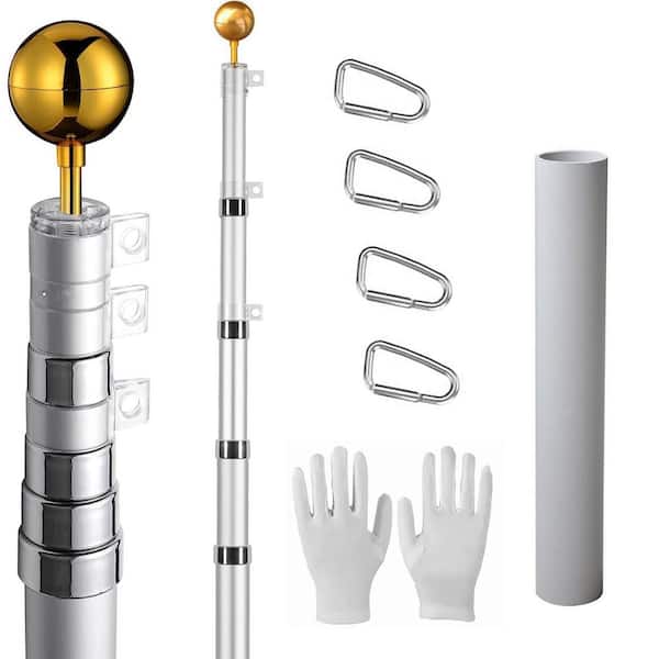 Tosulte 30 ft. Heavy Duty Silver Aluminum Alloy Telescoping in Ground 3  Display Modes Residential or Commercial Flagpole LZYAY2025176 - The Home  Depot