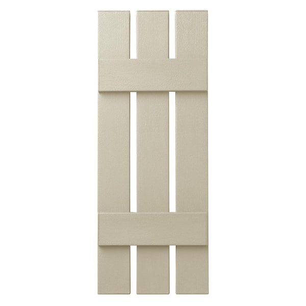 Ply Gem 12 in. x 39 in. Polypropylene 3-Board Open Board and Batten Shutters Pair in Sand Dollar