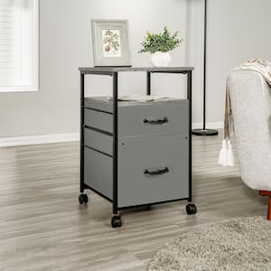 2-Drawer with Shelf End Table, Side table for Bedroom - Gray