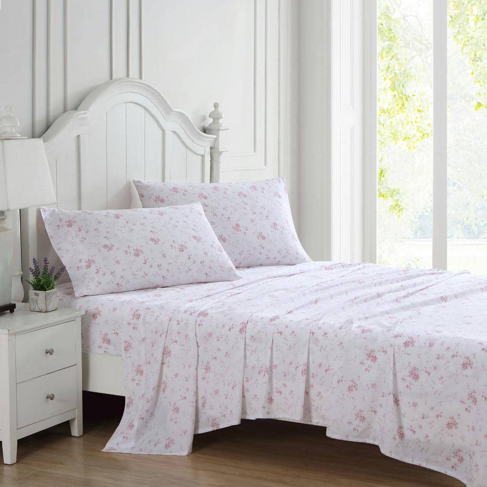 Queen Blue Floral Cotton Deep Pocket Sheet Set