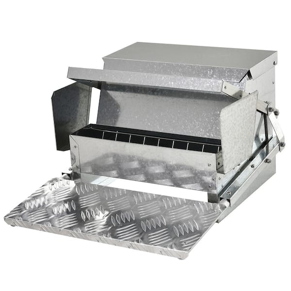 PawHut 25 lbs. Capacity Automatic Chicken Poultry Feeder with a Galvanized Steel and Aluminium Build