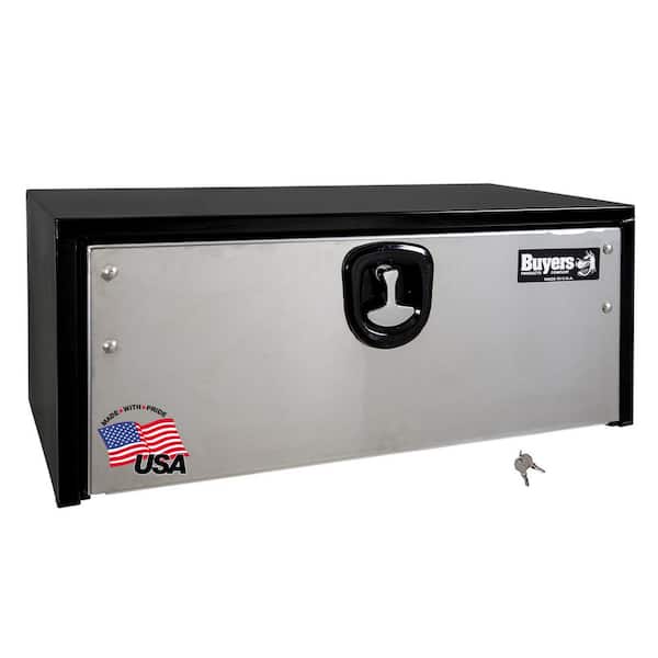 BUYERS PRODUCTS 14 in. x 16 in. x 30 in. Gloss Black Steel Underbody Truck Tool Box with Stainless Steel Door