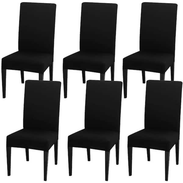 Shatex Black Stretch Dining Chair Covers Washable Removable Short Dining Chair Protector Cover (Set of 6)
