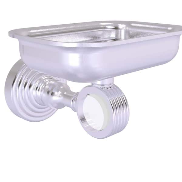 Allied Brass Pacific Grove Wall Mounted Soap Dish Holder with Groovy Accents in Satin Chrome