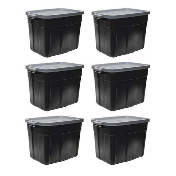 Rubbermaid Roughneck Tote Storage Container - Black/Cool Gray, 6