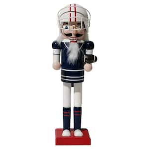 14 in. Red and White Wooden Christmas Nutcracker Football Player