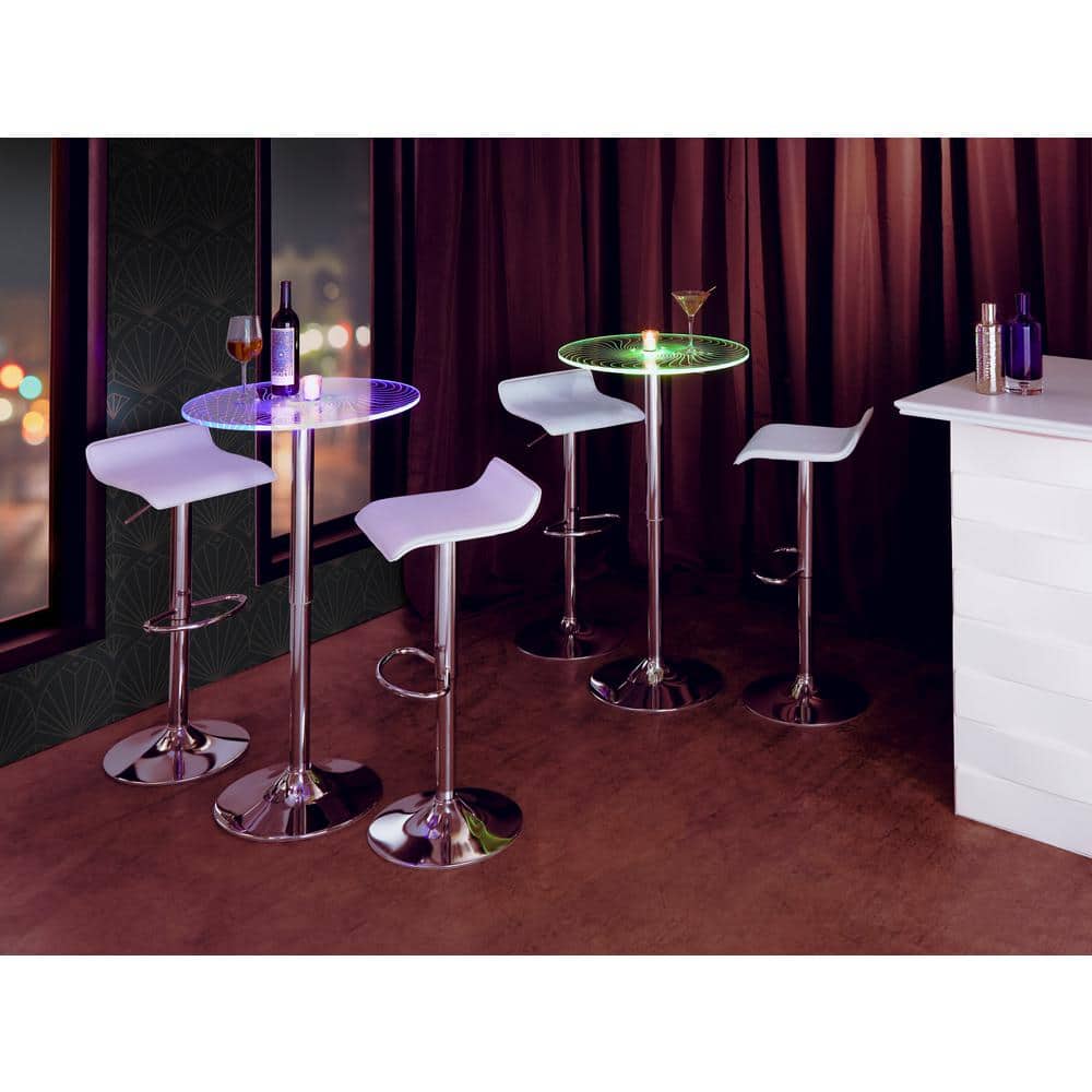 Spyra-Ale 3-Piece Chrome Metal, White Faux Leather, and Clear Acrylic Top Bar Set price history on PriceWatchPro