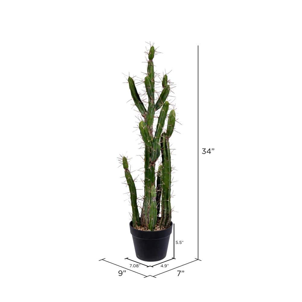 Green Plastic Potted Cactus Arrangement for Outdoor Tabletop