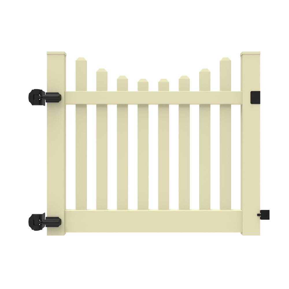 Barrette Outdoor Living Kettle Scallop 5 ft. W x 4 ft. H Sand Vinyl Un-Assembled Fence Gate