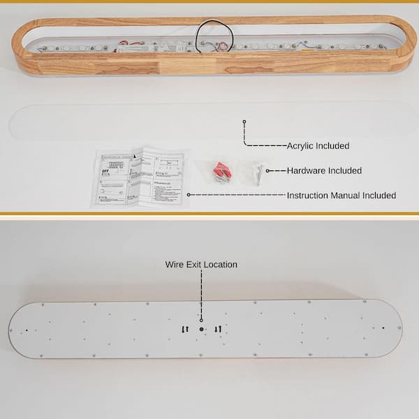 y u-gudworkさん専用 HUOKU Lumin LED-Light 37.4 in.W Wood Flush Mount Round Long