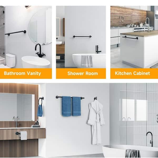 5 -Piece Bath Hardware Set with Mounting Hardware in Stainless Steel Matte Black