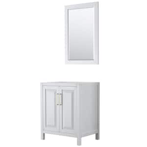 Daria 29 in. W x 21.5 in. D x 35 in. H Bath Vanity Cabinet without Top in White with Gold Trim and 24 in. Mirror