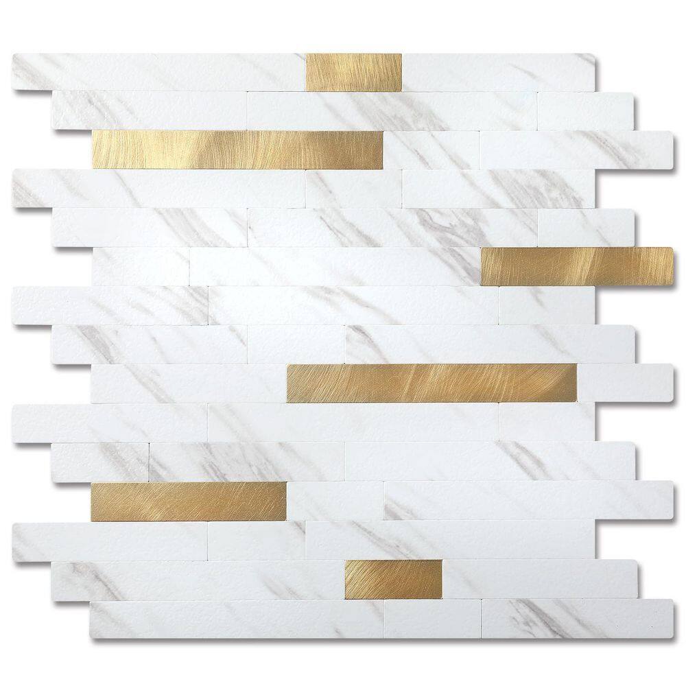 Yipscazo Marble Collection Carla With Gold 12 In X 12 In Pvc Peel And Stick Tile 5 Sq Ft5 9513