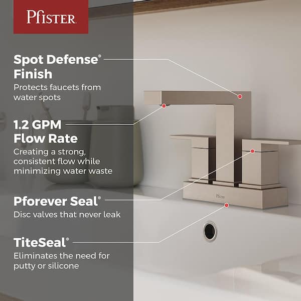 Dumont 4 in. Centerset Double Handle Bathroom Sink Faucet in Spot Defense Brushed Nickel