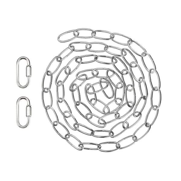 Steel 6 ft. Chain & Quick Link Connector/Hanging Max.40 lbs.-Lighting Fixture/Swag Light/Plant, Chrome, 11G