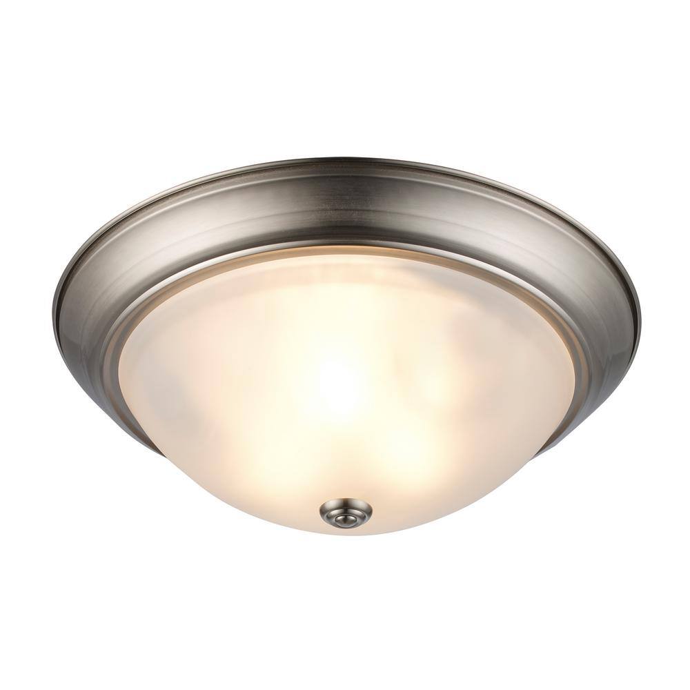 Brushed Nickel 15" Indoor/Outdoor Flush Mount Light with Frosted Glass