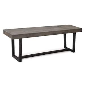 60 in. Grey Industrial Farmhouse Rustic Transitional Distressed Solid Wood Entryway Dining Bench