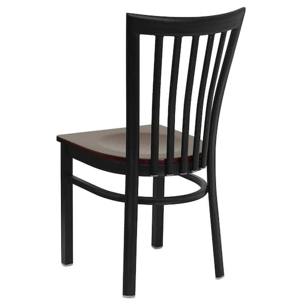 Flash Furniture Hercules Series Black School House Back Metal Restaurant Chair With Mahogany Wood Seat Xudg6q4bschmahw The Home Depot