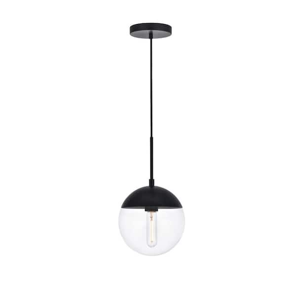 Unbranded Timeless Home 8 in. 1-Light Black And Clear Pendant Light, Bulbs Not Included