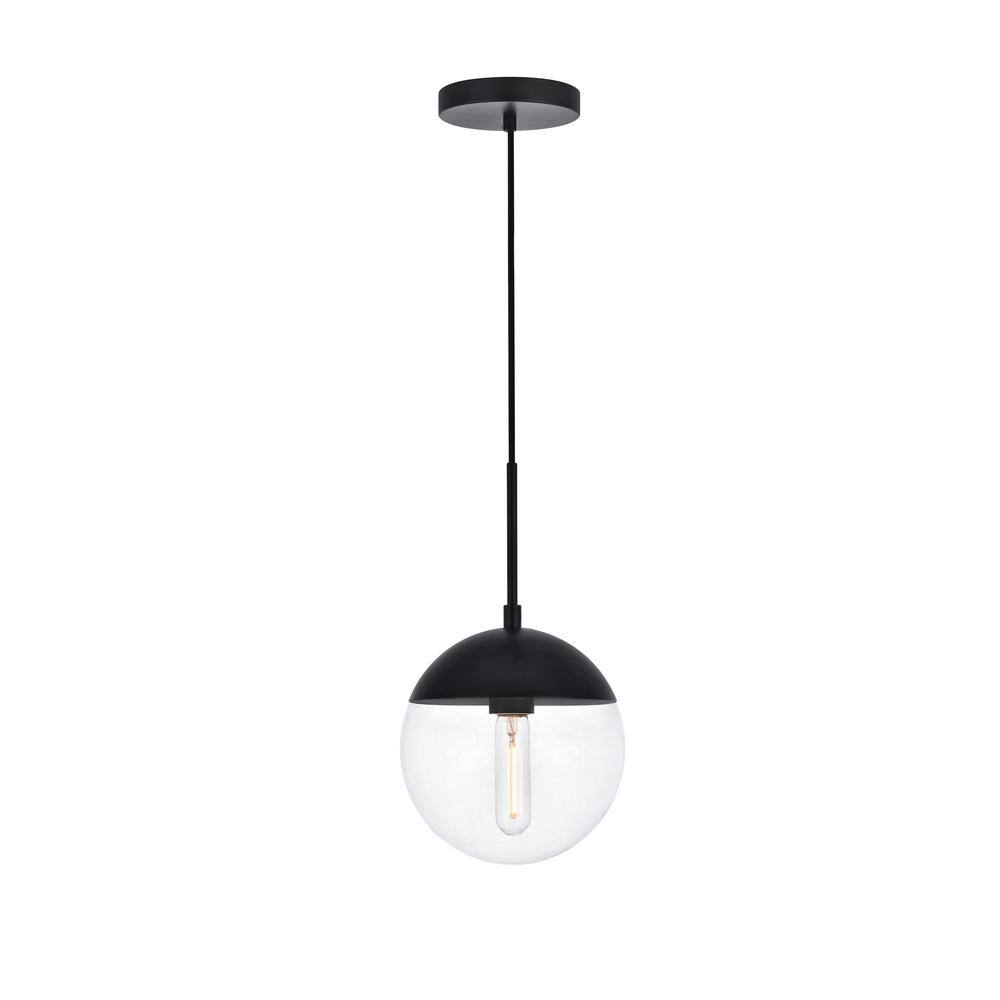 Timeless Home Ellie 1-Light Black Pendant with Clear Glass Shade