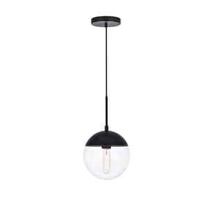 Timeless Home Ellie 1-Light Black Pendant with Clear Glass Shade