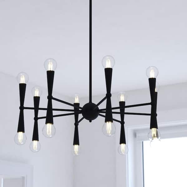 ジャンク品 SwitchLight BLACK VAXCEL Drake 16-Light 29 in. Wide Matte Black Mid-Century Modern
