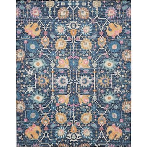 Passion Navy 8 ft. x 10 ft. Floral Transitional Area Rug