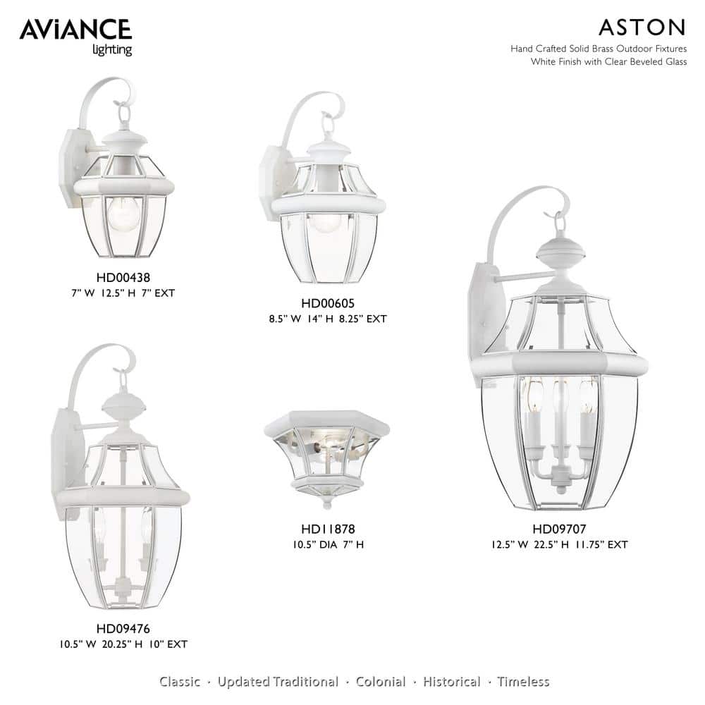 Monterey Traditional White Brass Wall Lantern with Clear Beveled Glass