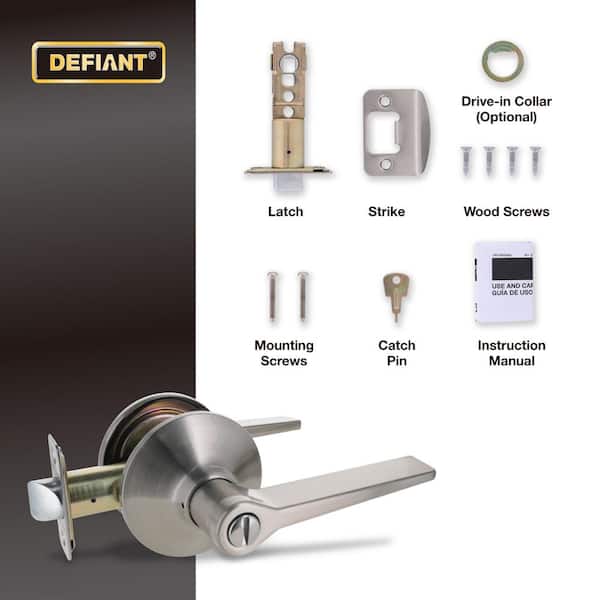 Defiant Freedom Satin Nickel Bed/Bath Door Handle 32LEX201B - The