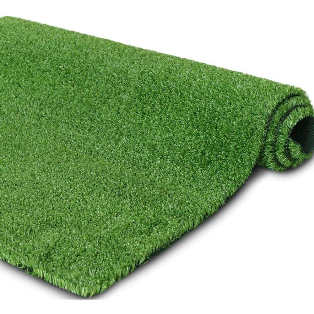 Realistic Green Artificial Grass Mat with Drainage Holes, 5x8 ft
