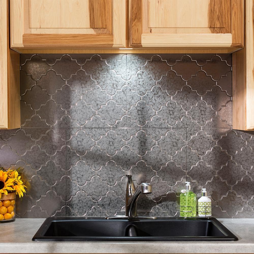 Monaco Galvanized Steel Decorative Vinyl Backsplash Kit