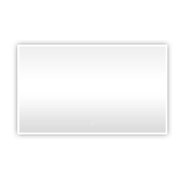cadeninc 60 in. W x 35.43 in. H Rectangular Silver-White Framed Anti-Fog Dimmable LED Lighted Wall Mounted Bathroom Vanity Mirror