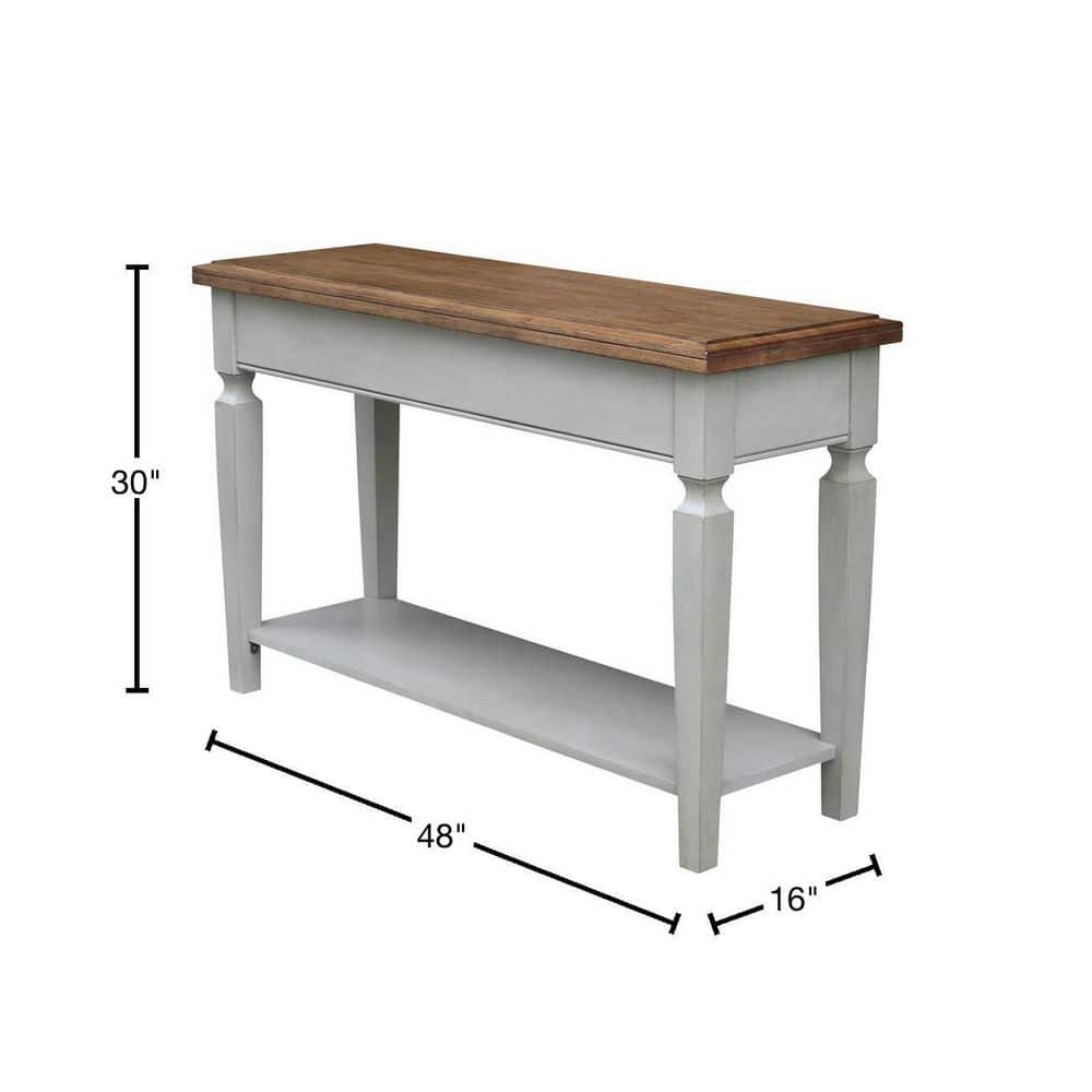 Vista Hickory Stone Finish Solid Wood Console Table with Storage