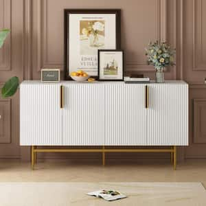 White and MDF 60 in. Sideboard with Adjustable Shelves