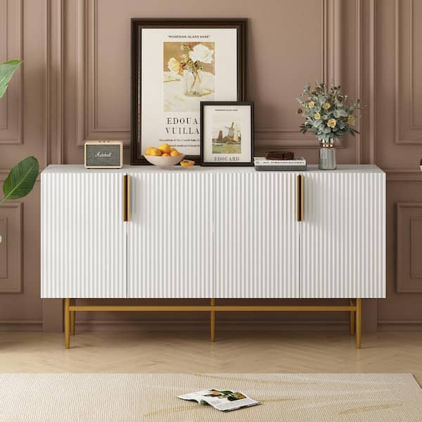 Boosicavelly White and MDF 60 in. Sideboard with Adjustable Shelves