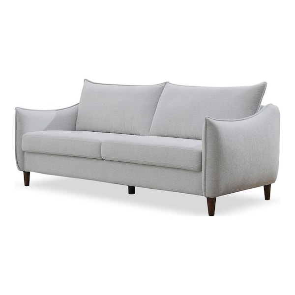 Boulder 85 in. Slope Arms Chenille Upholstered Rectangular Sofa in Light Gray with Removable Back Pillows