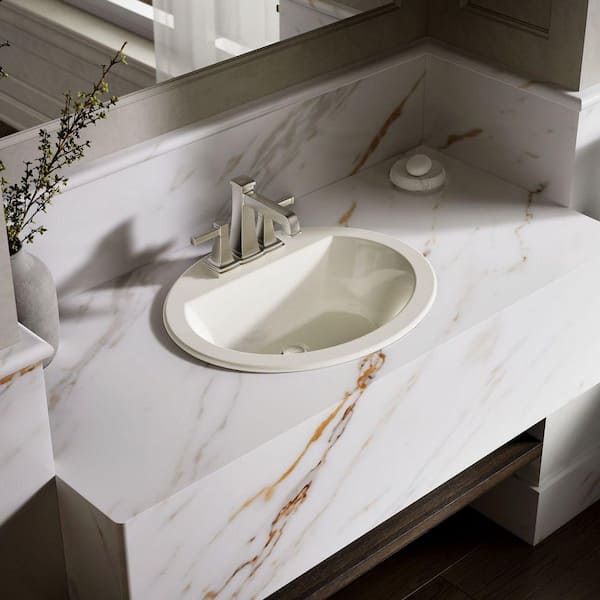 KOHLER Bryant 20.1 in. x 16.5 in. Drop-In Bathroom Sink in Biscuit Vitreous China