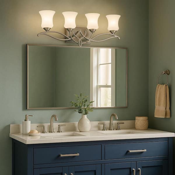HINKLEY Brooke 31.25 in. 4 Light Antique Nickel Vanity Light
