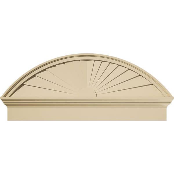 40 in. W x 16-7/8 in. H x 2-3/4 in. P Segment Arch Sunburst Signature Urethane Combination Pediment, Primed Tan
