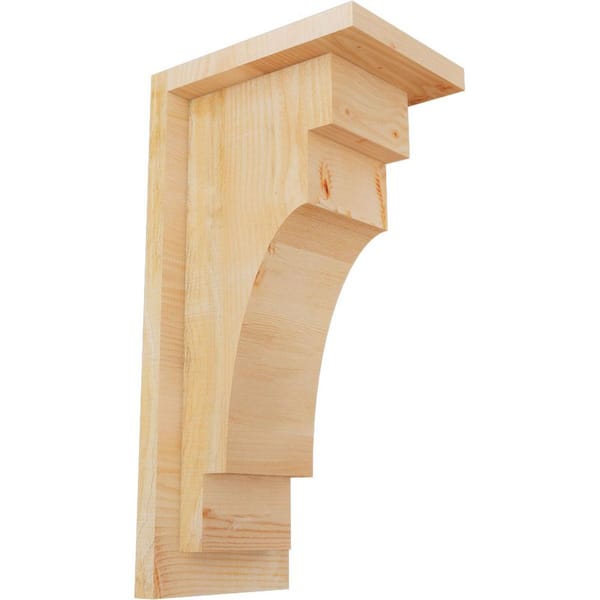 Ekena Millwork 6 in. x 8 in. x 16 in. Douglas Fir Mediterranean Rough Sawn Corbel with Backplate