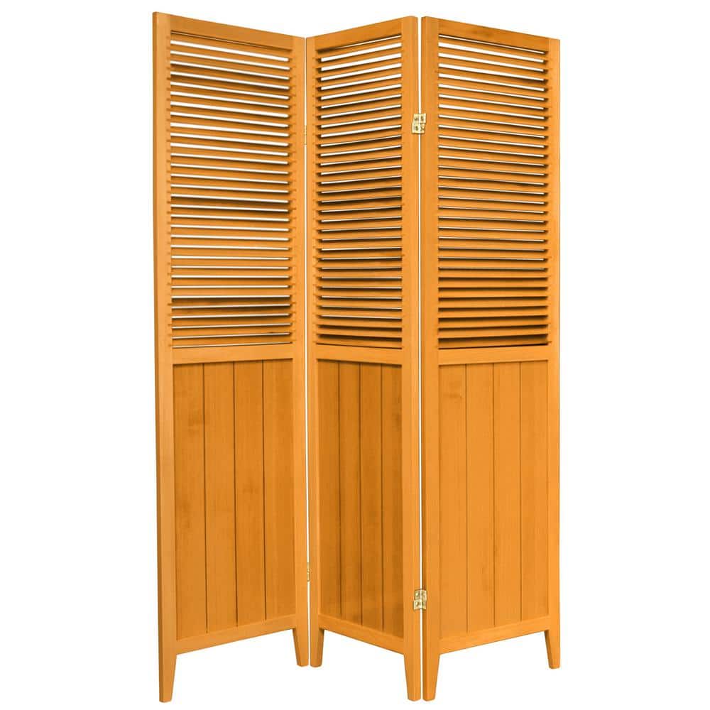 Honey Oak 64" Folding 3-Panel Room Divider