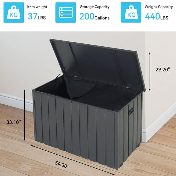 Dark Gray, 200 Gal. Metal Deck Box JX-WP353008 - The Home Depot