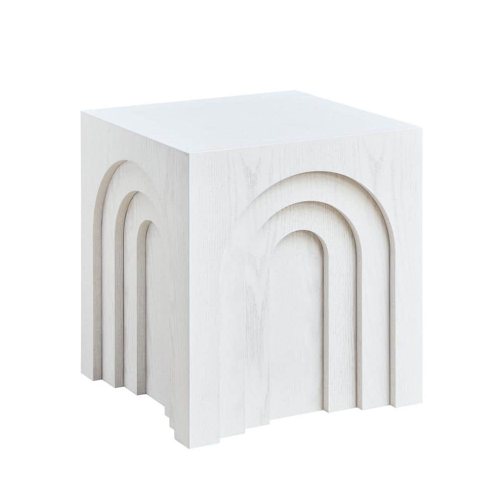 15.74 in. Square Side Table, Small Coffee Table Accent Table, White