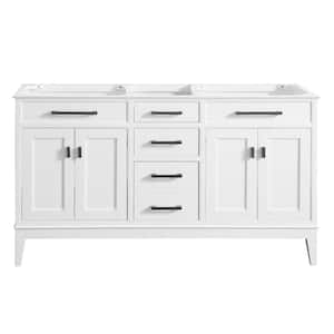 Madison 60 in. W x 21 in. D x 34 in. H Vanity Cabinet in White