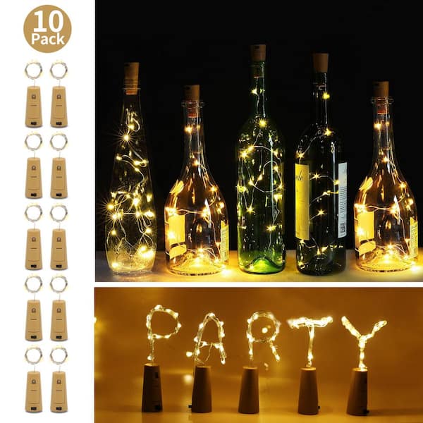 40 LED Warm White Wine Bottle Fairy Lights Battery Gold Wire Xmas Wedding Party 