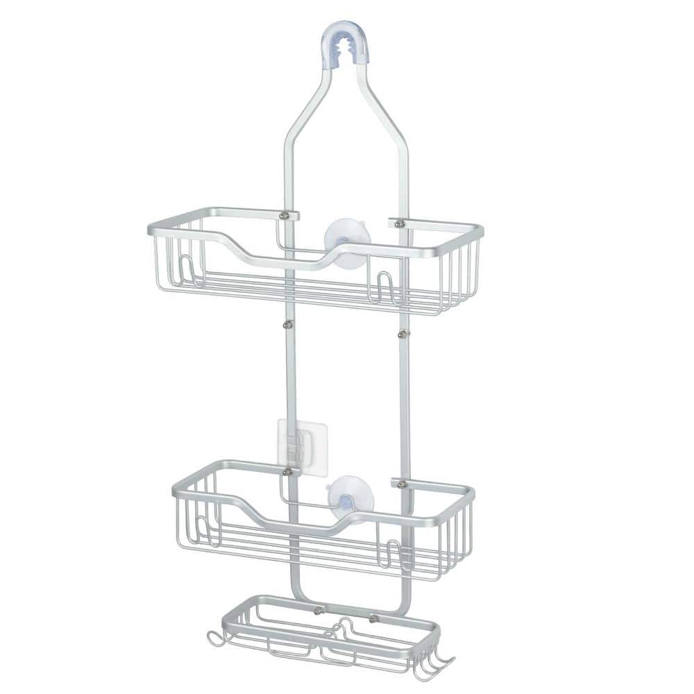 Oumilen Adjustable 4 Tier Over The Door Shower Caddy with Soap Holder Basket and Hooks, White