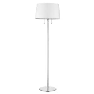 Urban Basic 59 in. 2-Light Polished Chrome Adjustable Floor Lamp With Off-White Linen Shade