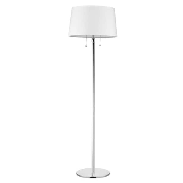 Trend Lighting Urban Basic 59 in. 2-Light Polished Chrome Adjustable Floor Lamp With Off-White Linen Shade