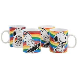 Peanuts 70th Anniversary 15 oz. 4-Piece Rainbow Stoneware Mug Set